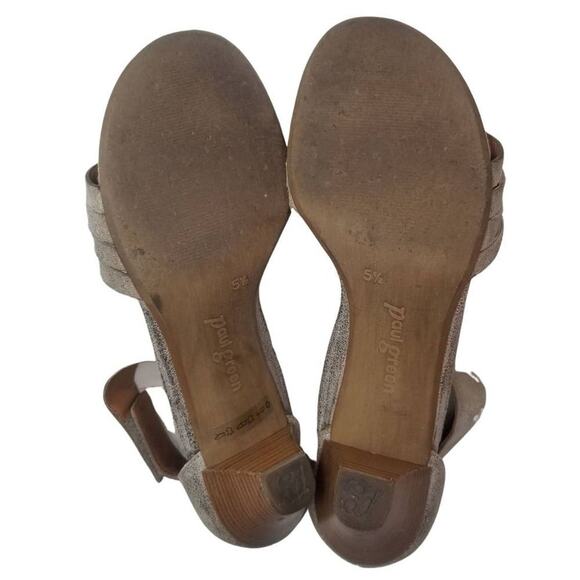 Leather Metallic Gray Strappy Low Heels PAUL GREEN Hook Eye Ankle Wrap Size 8 - Picture 7 of 8